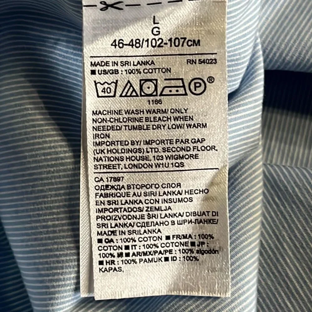 Banana Republic Striped Light Blue Grant Fit Button Down Mens Large